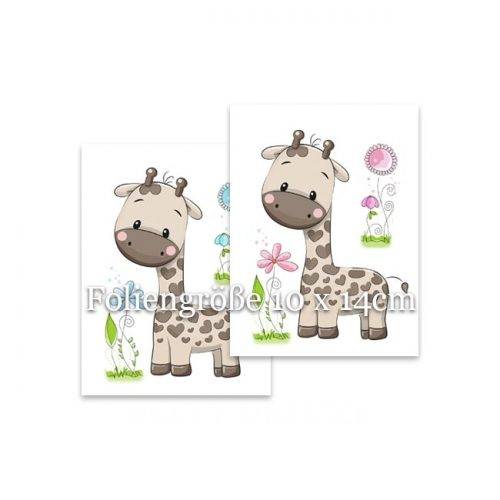 Babybauchabdruck Motivfolie mit einer Giraffe und Blümchen