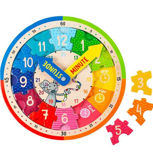 Steckpuzzle Uhr Spieluhr Lernuhr Uhrzeitspiel Puzzleuhr NEU! 