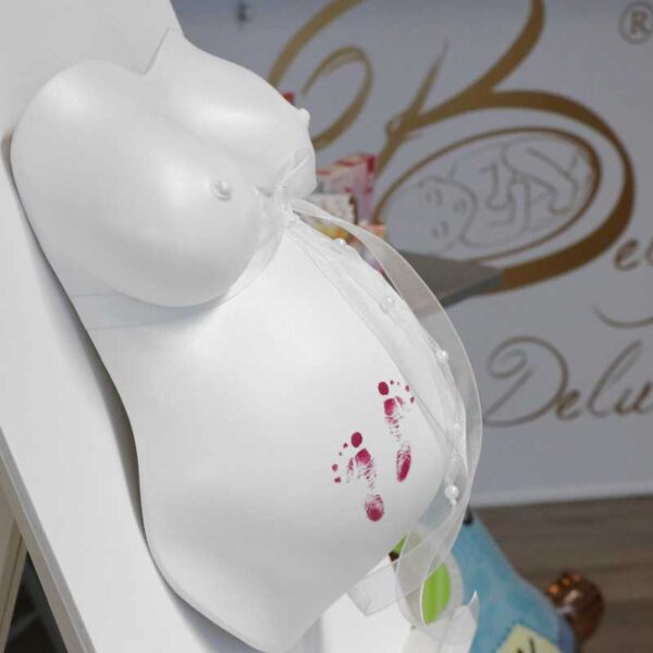 Babybauchabdruck weiß mit Schleife