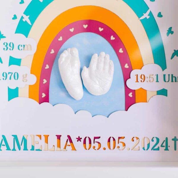3d Handabdruck und Fußabdruck von einem Sternenkind