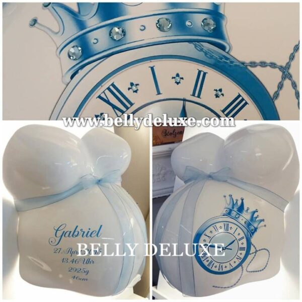 Gipsabdruck Babybauch mit Uhr