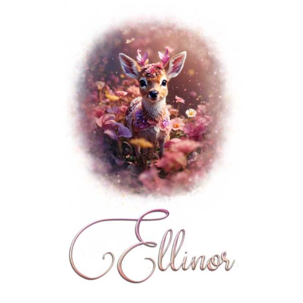 Motivfolie 3D Art Animals, Rehkitz mit Schrift