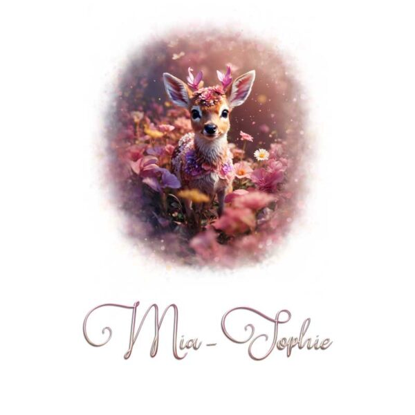 Alternative view of Motivfolie 3D Art Animals, Rehkitz mit Schrift
