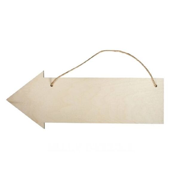 Schild aus Holz in Pfeilform