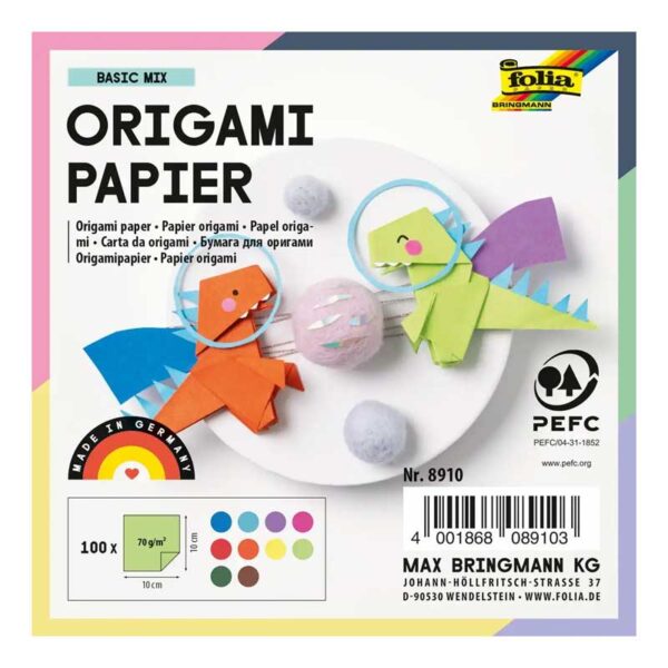 Origami Faltblätter 100 Stück in verschiedenen Farben mit 10 x 10 cm