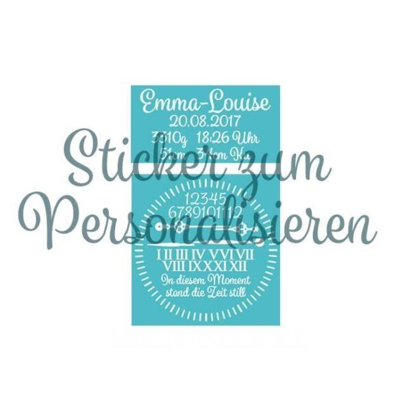 Schrift zum Aufkleben mit Ziffernblatt, In diesem Moment stand die Zeit still