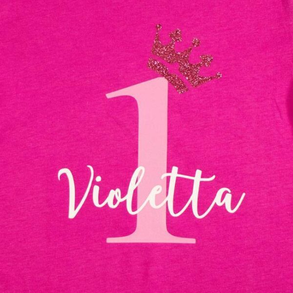 T-Shirt mit Name zum ersten Geburtstag, pink – Bild 2