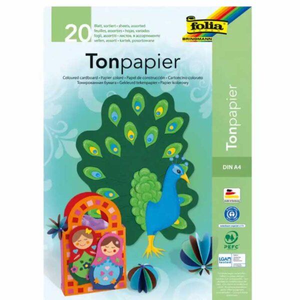 Din A4 Tonpapier Block mit 10 Farben