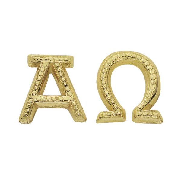 Wachssymbole Alpha Omega in Goldfarbe