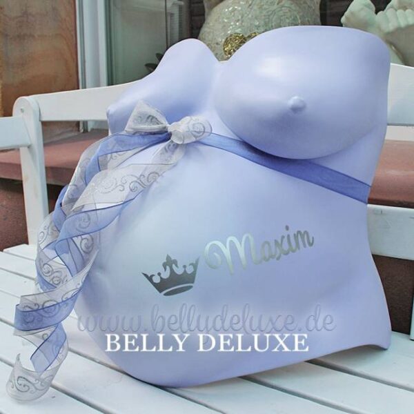 Gipsabdruck Babybauch Metallic Folie mit Schrift