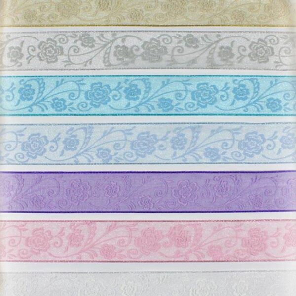 Chiffonband mit Drahtkante und Blumenmuster