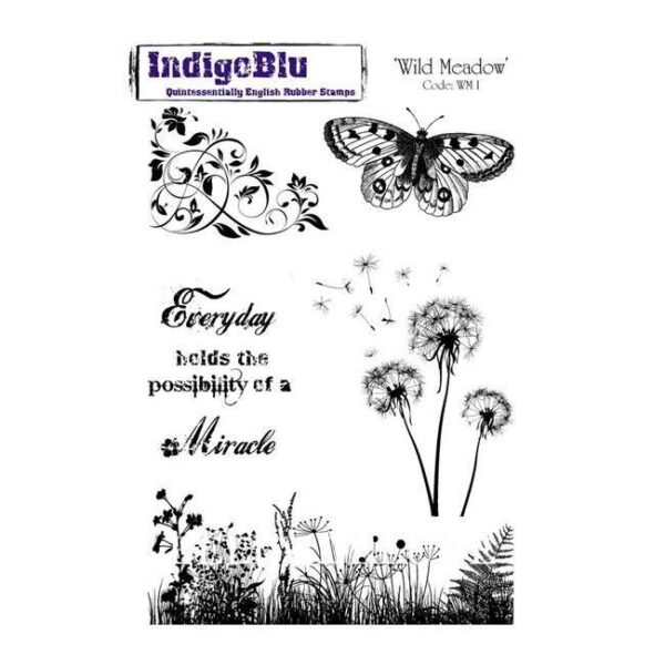 Gummistempel Blumenwiese & Schmetterling