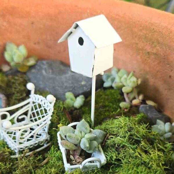 Mini Gardening Vogelhaus in weiß