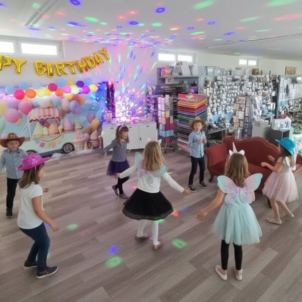 Kinder verkleiden sich und tanzen beim Kindergeburtstag in Karlsruhe