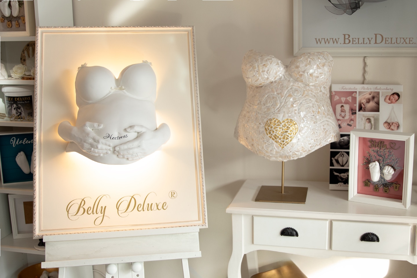 Professionelle Gipsabdrücke vom Babybauch im Atelier Stolzenburg Belly Deluxe Karlsruhe